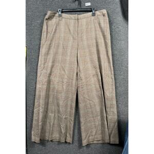 Lane Bryant Wide Pants Womens Size 18 Brown Plaid High Rise Stretch